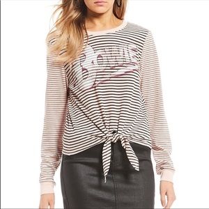 Vinyl Icons “Bowie” Striped Knot Front LS Tee